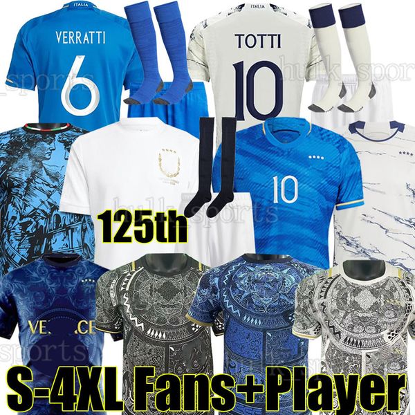 

4xl 23/24 italia chiesa 125th soccer jerseys italys 125 years anniversary totti verratti football shirt 2024 di lorenzo raspadori barella lo, Black;yellow