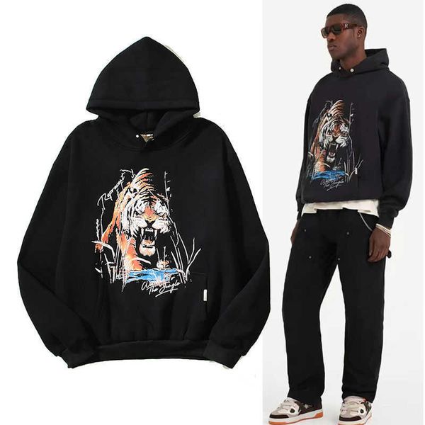 

trendy rep new loose casual tiger high street hoodie hooded fashion sweater bathing ape tracksuits brands mens hoodie designer hoodie, Black