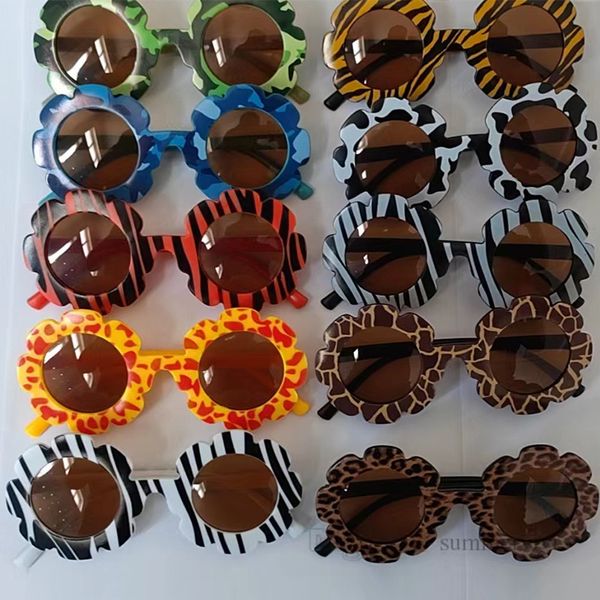 

fashion kids camouflage sunglasses summer boys girls leopard grain round frame sunglass goggles children uv 400 protective eyewear z3679, Blue