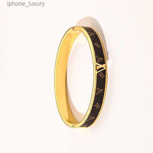 

women branded bracelets bangle designers letter jewelry faux leather 18k gold plated stainless steel bracelet womens wedding jewelry gifts z, Black