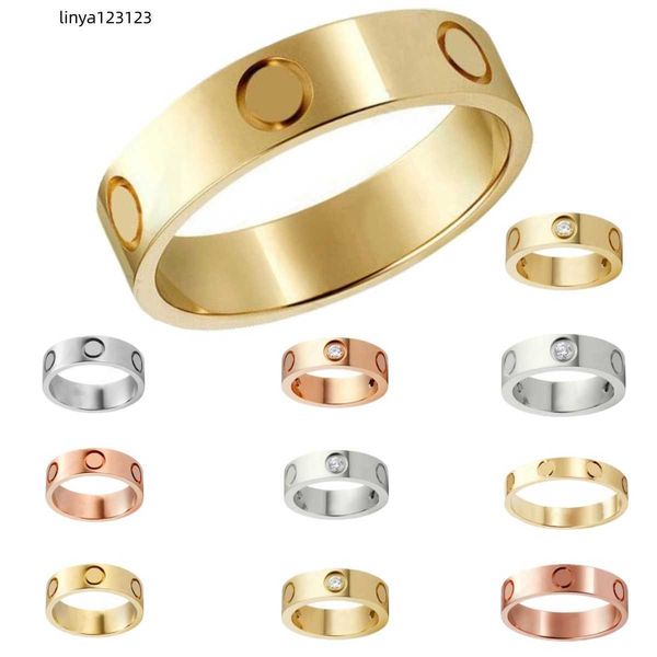

womens love ring mens designer heart band rings couple jewelry titanium steel band fashion classic gold silver rose color screw with diamond