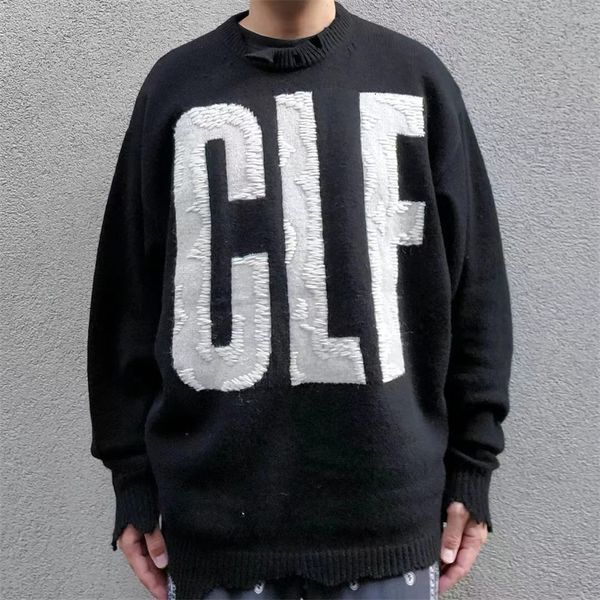 

men's sweaters saint michael knit letter jacquard damaged sweater men women 1 quality sweatshirts gym 230826, White;black