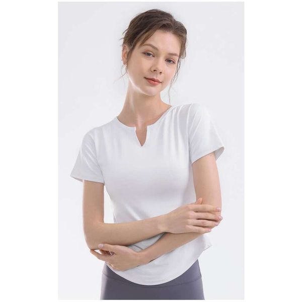 

23ss lulus v-neck yoga running sports women side folds quick drying breathable sports yoga, White;red