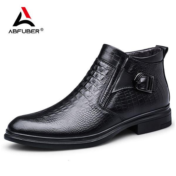 

boots texture leather shoes men winter formal oxfords dress business chelsea autumn 230826, Black