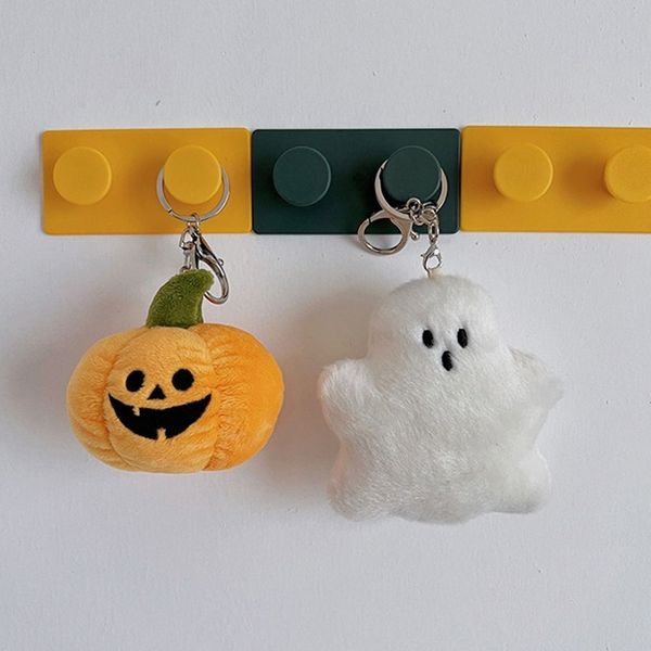

keychains lanyards creative halloween pumpkin ghost key chain cute soft plush doll keyring car key bag charm hanging pendant for children gi, Silver