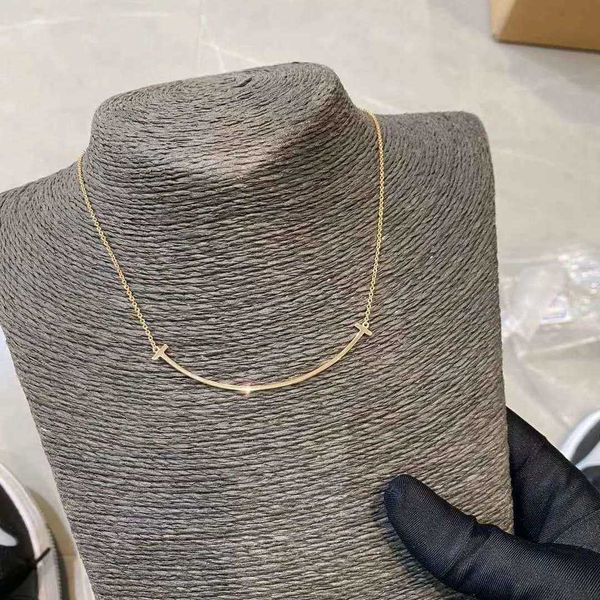 

designer necklace titanium steel color retention non fading allergic and gu same mini minimalist golden smiling face collarbone necklace tif, Silver