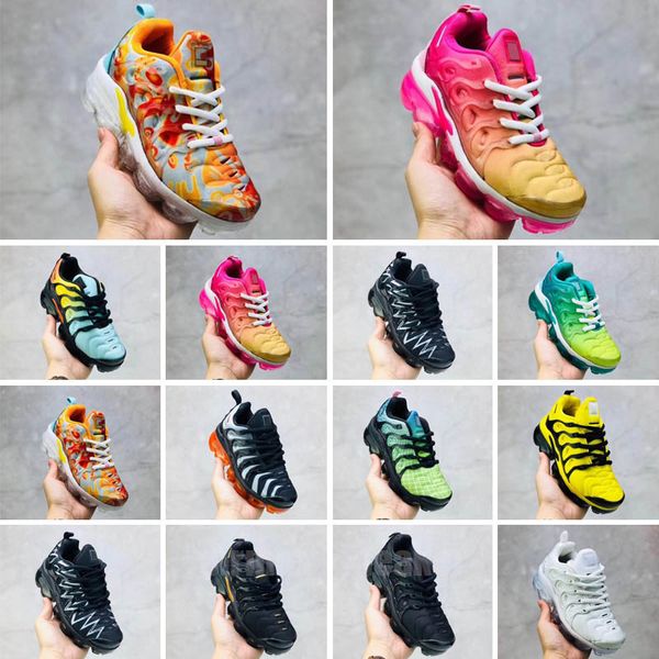 

2023 tn plus kids shoes boys girls running shoes yellow sea triple black white multicolor voltage purple bumblebee athletic trainers outdoor
