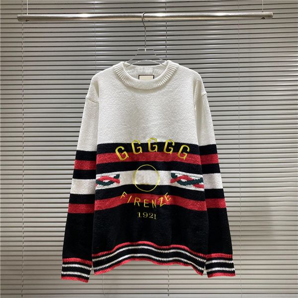 

mens sweaters fashion men's casual round long sleeve sweater men women letter printing sweaters jacquard crew neck sweater 888, White;black