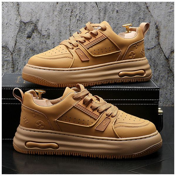 

men sneakers men's casual shoes white brown heighten shoes bottom of package design brand non-slip loafers platform zapatos hombre, Black