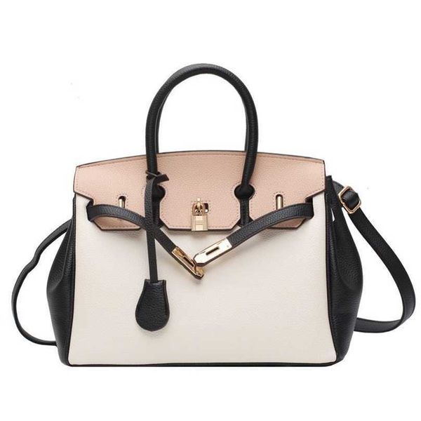 

evening bags purses litchi grain large capacity portable bag women's bag new fashion color contrast one shoulder fashion messenger bag