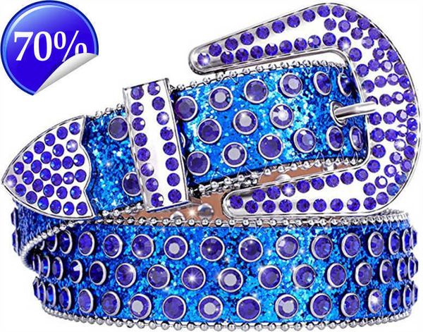 

1fashion designer bb simon belts for women men shiny diamond belt black blue white multicolour with bling rhinestones as birthday giftsq, Blue;gray