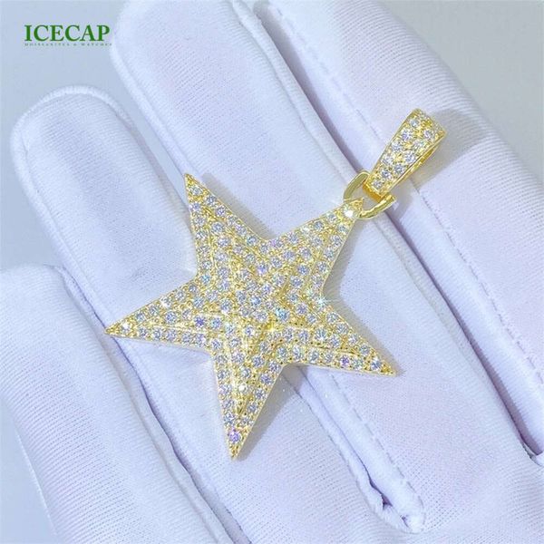 

jewelry star hand cross round letter b shape white yellow gold plated hip-hop moissanite jewelry pendant, Silver