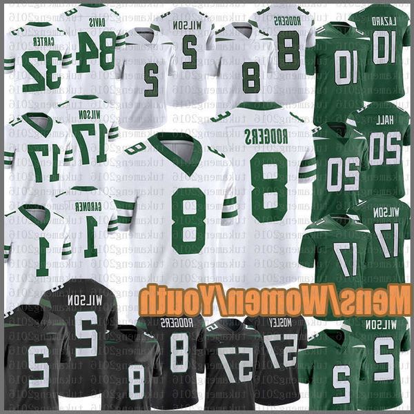 

mens aaron rodgers jetes football jersey new yorks garrett zach wilson ahmad sauce gardner breece hall quinnen williams allen lazard joe nam