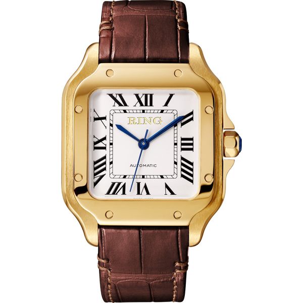 

aaa fashion men's watch sports style automatic mechanical movement 361l fine steel case strap exquisite appearance suitable for gift gi, Black;blue