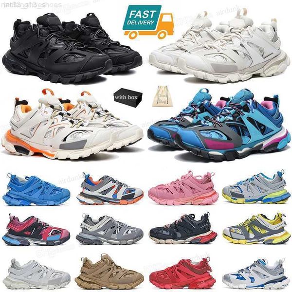 

track 3 sneakers designer men women casual shoes luxury brand tracks 3.0 triple white black tess.s. gomma leather trainer nylon printed plat