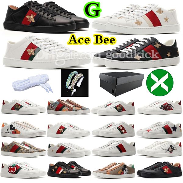 

casual shoes bee ace sneakers low womens shoe with box sports trainers designer tiger embroidered black white green stripes walking mens wom