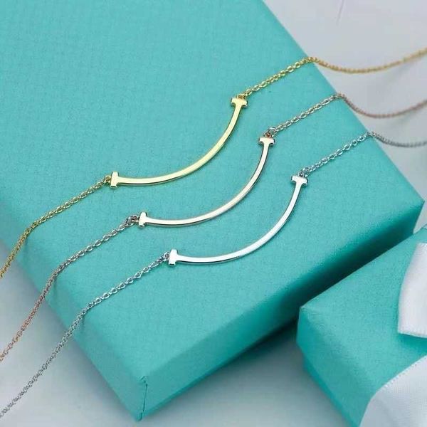 

designer necklace bracelet smiling face blue pink red double heart collar chain couple tiffaniess, Silver