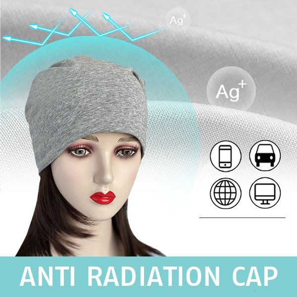 

beanie/skull caps anti radiation cap full silver fiber emf protection hat electromagnetic wave shielding hats rf/microwave protect beanies 2, Blue;gray