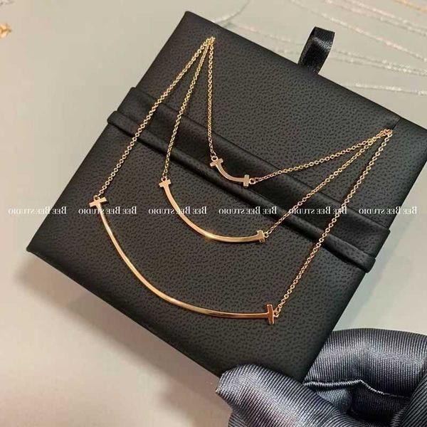 

designer necklace female s925 silver diamond t one line arc smile clavicle chain valentine's day gift tiffaniess