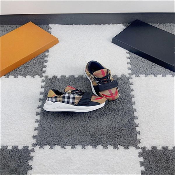 

spring/summer trend foreign trade classic shoes fashion casual letter plaid all flat lace-up children's sneakers for boys and girls siz, Black