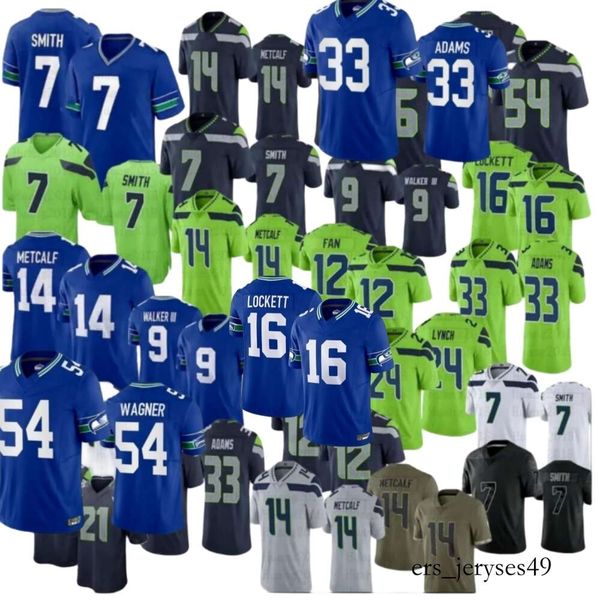 

7 geno smith 11 jaxon smith-njigba football jerseys 54 bobby wagner 21 devon witherspoon dk metcalf tyler lockett jamal adams men women yout, Black;red