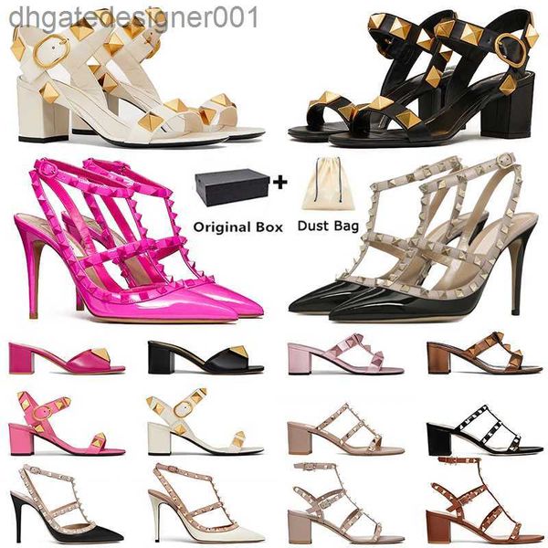 

with box valentinoly''designer vt sandal women luxury designer sandals dress shoes stud valentinoy high heels leather rivet black