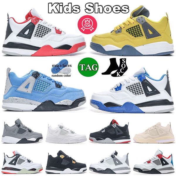 

designer kids shoes 4s jumpman 4 baskteball shoes platform black cat university blue fire red trainers children jorda 4 boys girls jordens 4