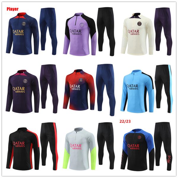 

2023 psgs tracksuit kids football kits men soccer training suit survetement foot uniform chandal kit ensemble tuta 23 24 sportswear chandal, Black