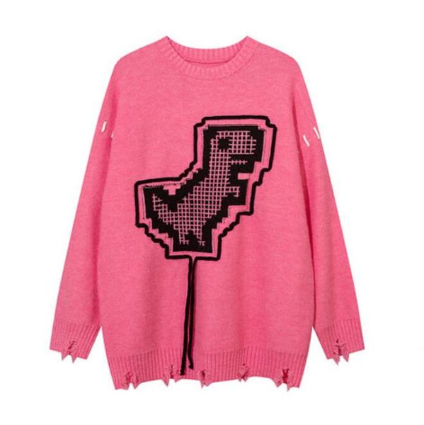 

hip hop ripped sweater streetwear knitted pullover 2023 fashion loose distressed sweaters