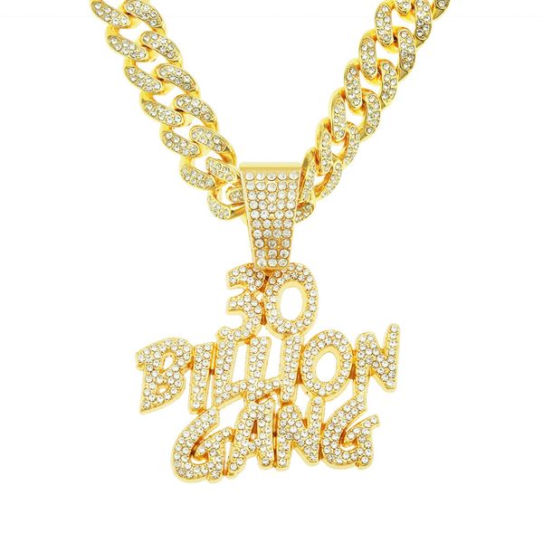 

hip hop men rapper diamond pendant necklace shiny 30 billion gang letter pendant micro-inset zircon jewelry night club accessory sweater col, Silver