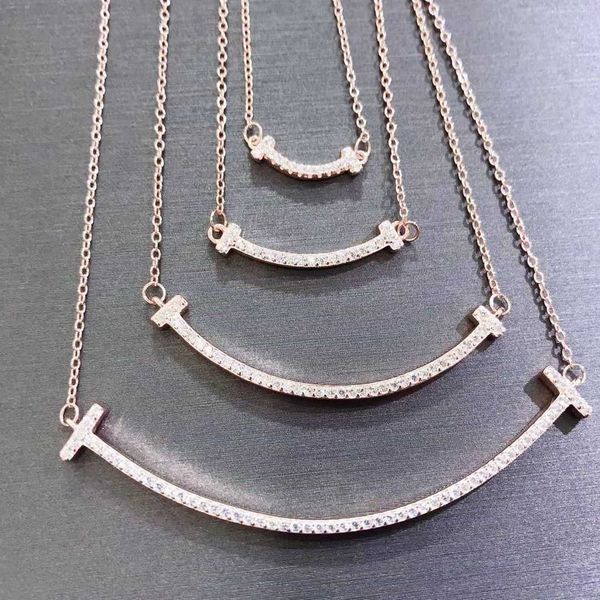 

designer necklace smiling face women's colorless t family one word pendant gives girlfriend and friend tiffaniess, Silver