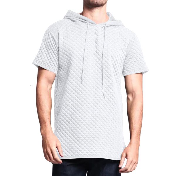 

men's hoodies sweatshirts 2023 cross border summer small checker short sleeve loose sport casual sweater tshirt european size connectio, Black