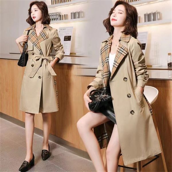 

fashion womens trench coats designer luxury women windbreaker body jackets loose belt dresses female casual long trenchs coat plus size, Tan;black