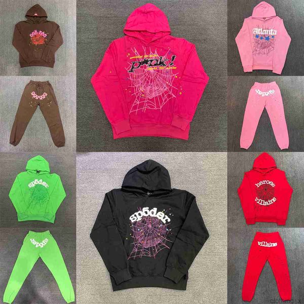 

spider hoodies quality young thug 555555 angel pullover pink red hoodie hoodye pants men sp5ders graphic printing web sweatshirts dew4, Black