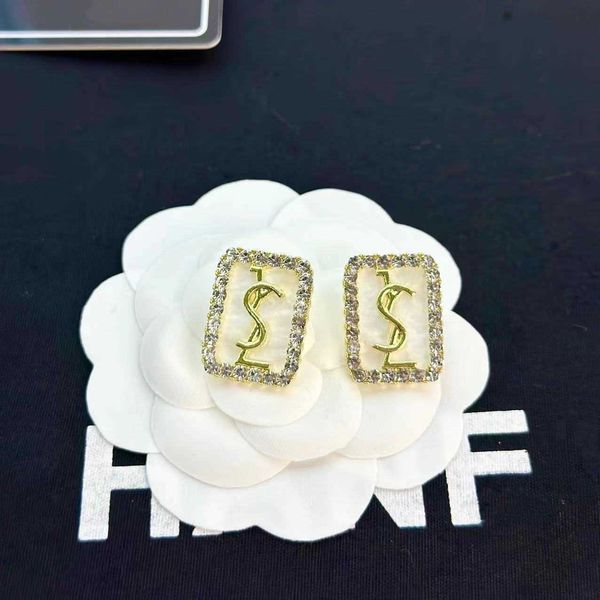

designer earstuds sl luxury fashion light luxury high grade square elegant design and diamond earrings accessories jewelry romantic valentin, Golden;silver