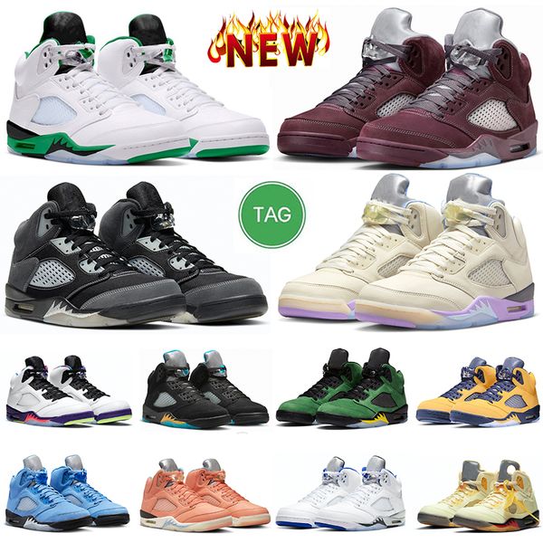 

mens 5 5s basketball shoes lucky green burgundy unc black metallic anthracite sail off noir pink foam racer blue stealth 2 island green snea