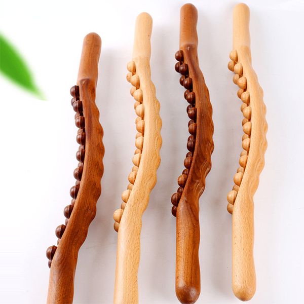 

full body massager rolling pin universal back needle massage tendons beech wood scraping stick point treatment guasha relax therapy tool 230