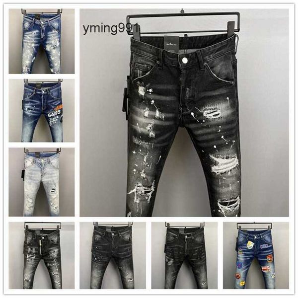 

2023 new arrivals d2 mens luxury purple designer denim jeans holes trousers dsquare jeans coolguy biker pants mens clothing 2#4ole, Blue