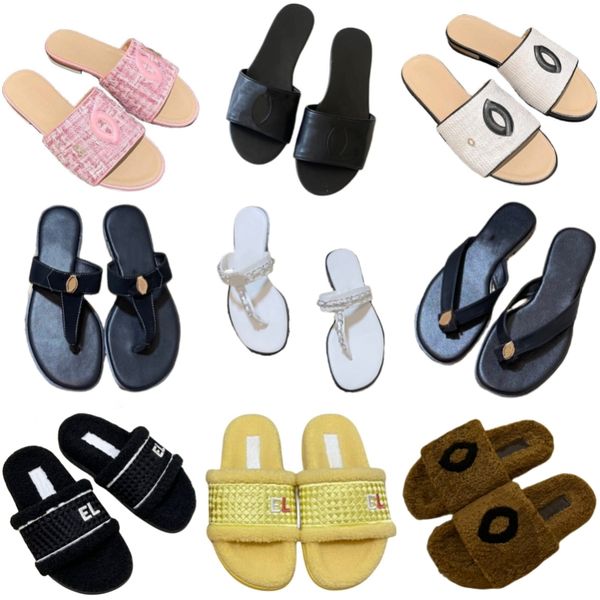 

Luxury slippers diamond letter beach shoes classic checkered designer shoes open toe sandals leather sole women's shoes non slip outdoor shoes warm fur fashion shoes, 39