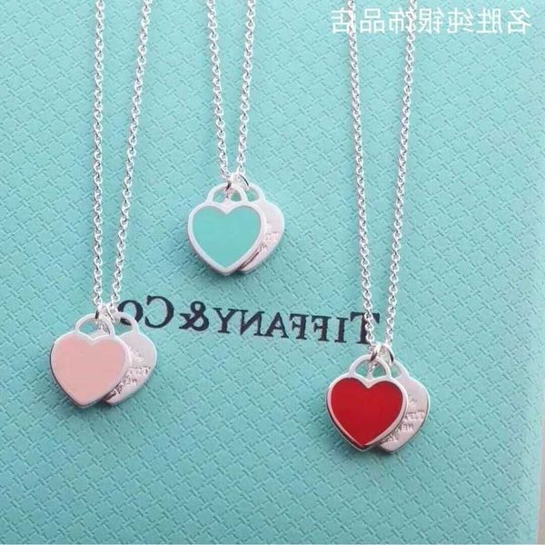 

designer necklace sterling silver heart enamel blue love versatile collar chain female valentine's day gift tiffaniess