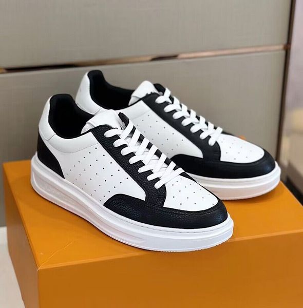 

casual shoes luxury men sneaker white black calf leather beverly hills rubber sole trainers mesh party wedding skateboard comfort walking or