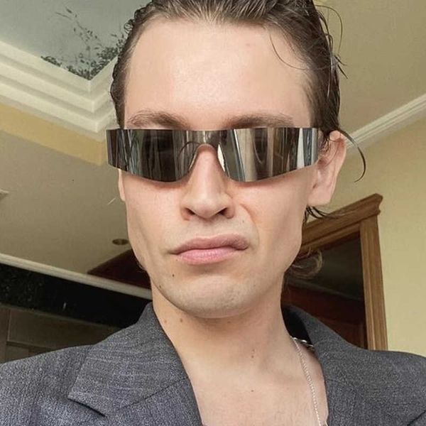 

fashion designer cool sunglasses technology sense future wind millennium network red same style sunglasses rectangular bodysuit jump di colo, Silver