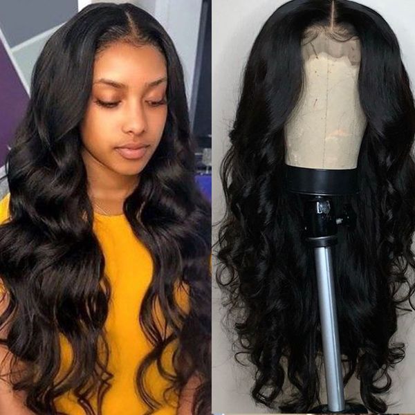 

full lace wig 100% human hair 22 150% density medium brown lace natural hairline and baby hairs, Black