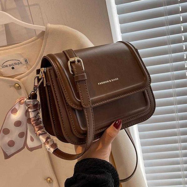 

mbti vintage simple shoulder bag pu leather solid color college style casual new fashion square flap messenger bag