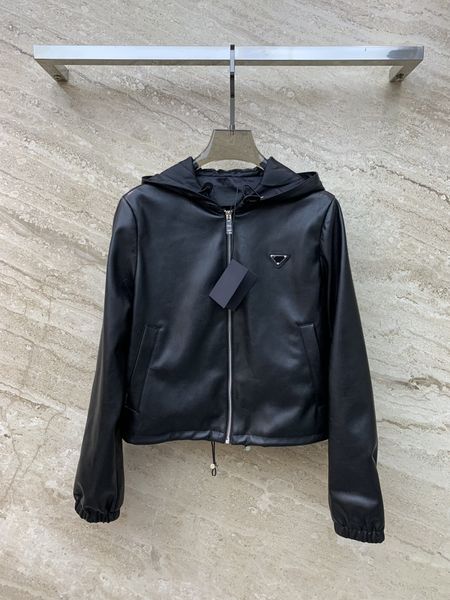 

women's outerwear loose and casual black high waist korean style hooded leather jacket slim hooded plus size female coats, Black;brown