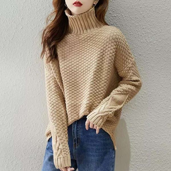 

turtleneck sweater for women autumn and winter style thickened western fashionable undershirt, White;black