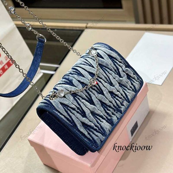 

crossbody bag luxury designer bag delicate soft denim fabrics diamond chain shoulder strap shoulder bag woman fashion wallet handbags 0827