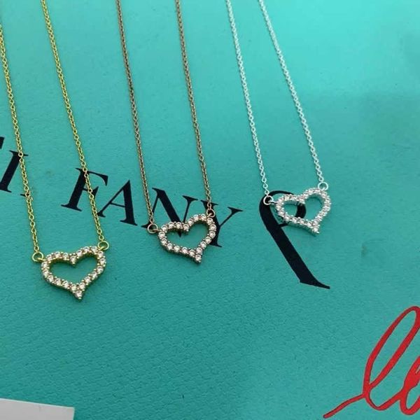 

designer necklace t family women's sterling silver 18k rose gold inlaid diamond love temperament high edition peach heart collar chain