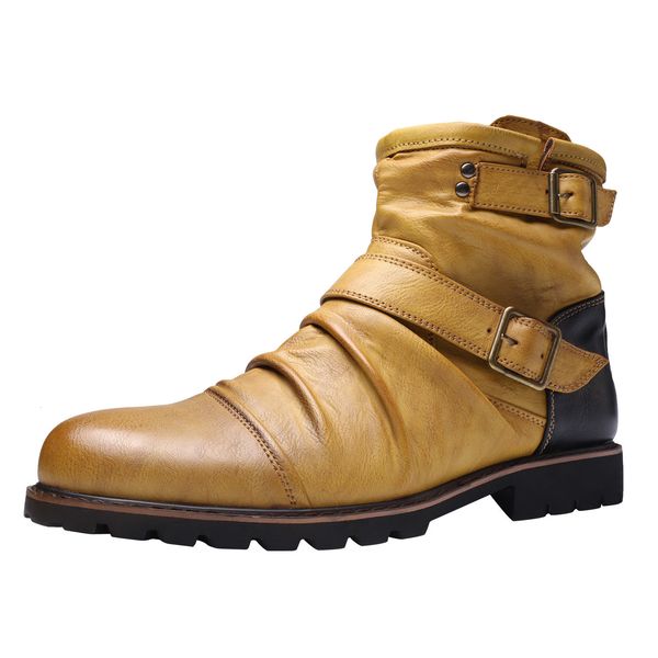 

boots men chelsea autumn winter leather male shoes eur size 3848 230826, Black