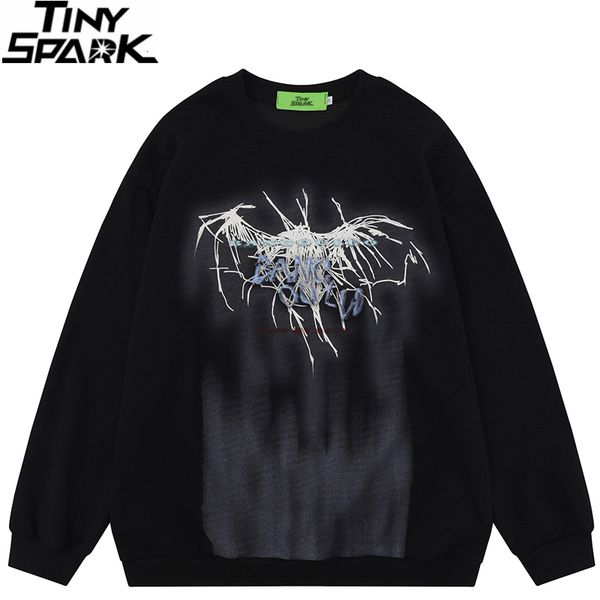 

men's hoodies sweatshirts men streetwear sweatshirt oversized monster graphic hip hop pullover sweatshirt cotton harajuku sweater y2k b, Black